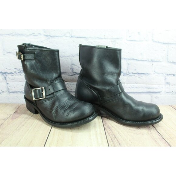 *Frye Engineer 8R Buckle Strap Moto Inspired Leather Ankle Boots Sz 10.5 Inches - Picture 3 of 10